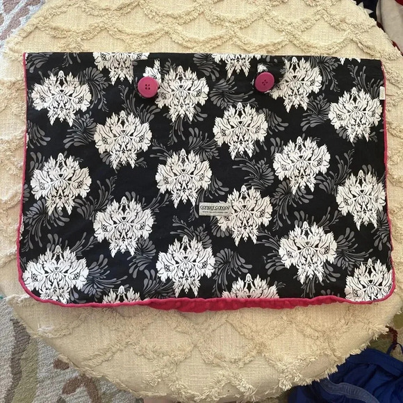 Carseat Canopy Black White Gray Floral Print Magenta Cotton Cover - Picture 1 of 4